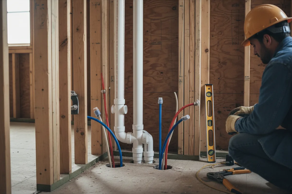 Drain and supply rough-in during Leak Detection in Avilla