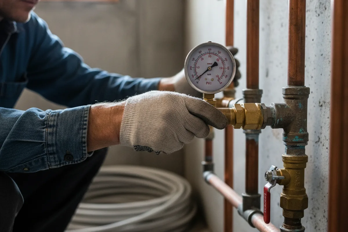 Pressure testing a repaired line during Water Line Repair in Avilla